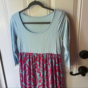 Blue and Pink Paisley Maxi Dress